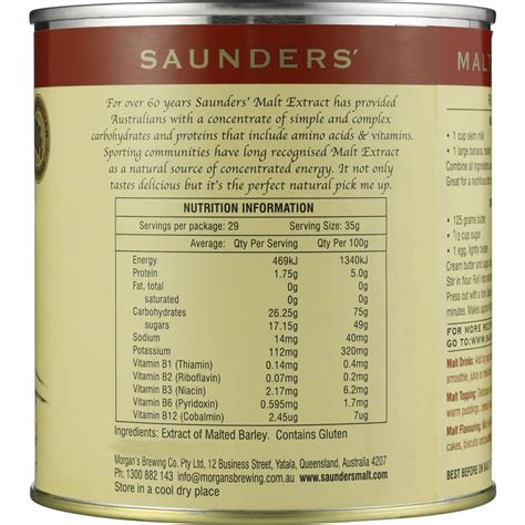 malt extract nutrition facts.